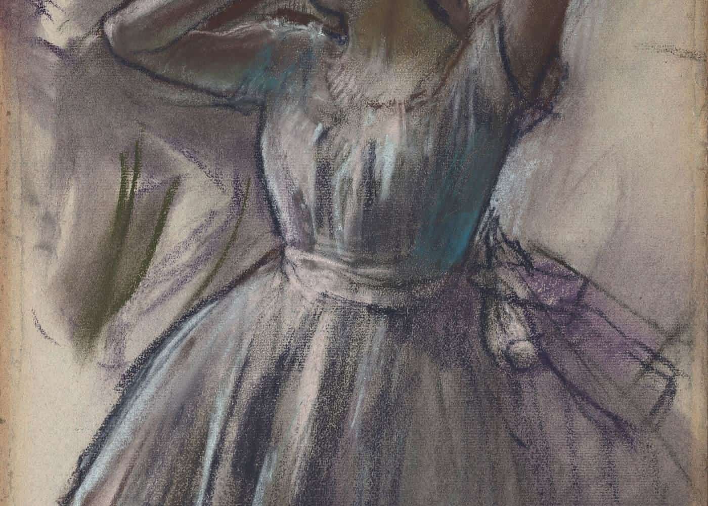 A Degas pastel of a dancer stretching
