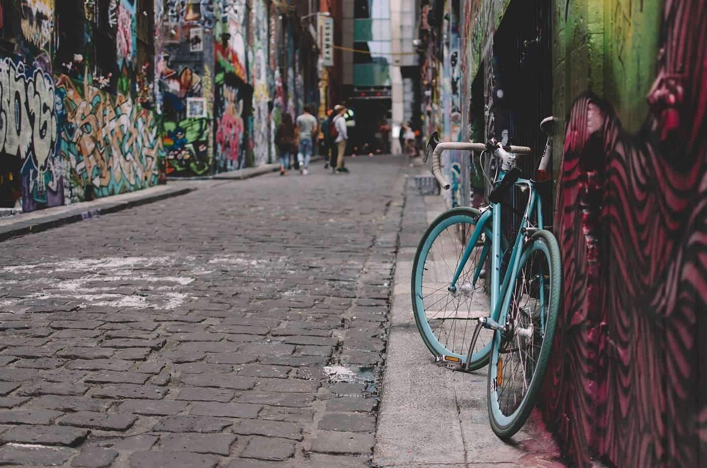 Colourful graffiti covering the walls of a Melbourne laneway