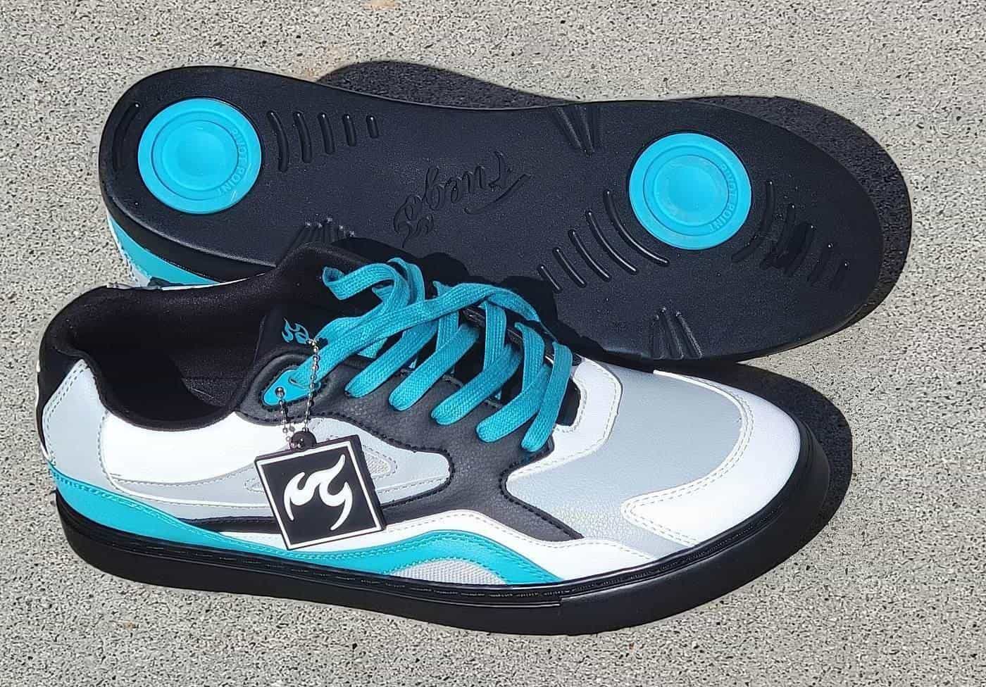 Close-up of street dance sneakers on a floor